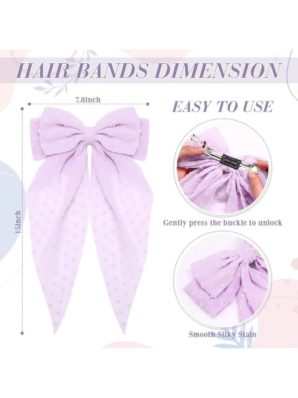 36 Pcs Oversized Satin Hair Bows for Women - Black & White Long Tail Clips